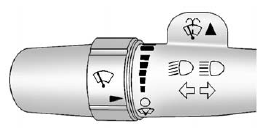 GMS Sierra: Windshield Wiper/Washer. The front wiper control is located on the turn and lane-change lever.