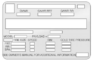 GMS Sierra: Vehicle Load Limits GMS Sierra: Vehicle Load Limits. Certification/Tire Label