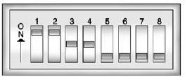 GMS Sierra: Universal Remote System Programming. Example of Eight Dip Switches with Three Positions